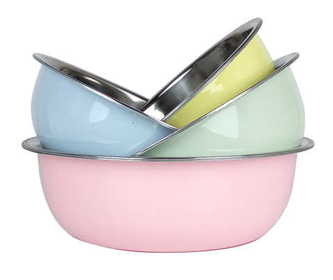【不锈钢盆五件】圆形加厚厨房打蛋和面洗菜盆家用脸盆彩色汤盆子