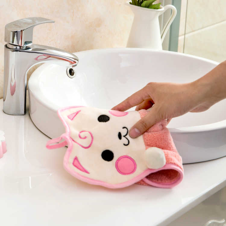 【2/4条装】小猫卡通擦手巾可挂式厨房吸水毛巾不沾油洗碗抹布