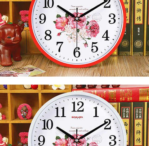 巴科达钟表静音挂钟卧室挂表创意客厅钟表时尚卡通石英钟欧式时钟