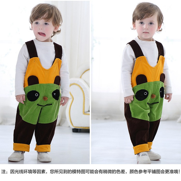 Baby suspenders corduroy one piece pants for boys and girls cotton children's single pants loose children's cover pants autumn and winter