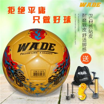 wade/韦德5号足球手缝软皮耐磨成人足球装备五号加厚足球用品套装