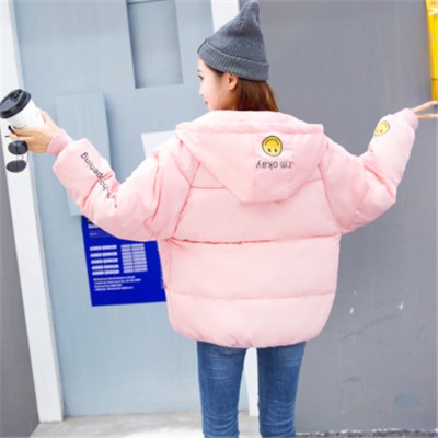 外套女韩版宽松学生加厚连帽大码短款棉衣女冬面包服女学生棉服女