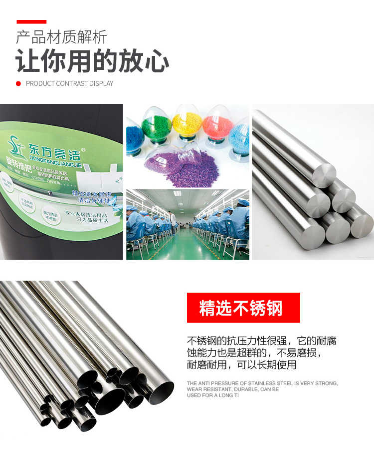经典黑旋转拖把 送2个原装拖头+钢篮+钢盘