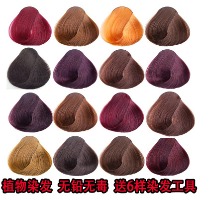 栗棕色葡萄紫金黄色染发膏温和不刺激焗油膏染发水持久男女染头发颜色