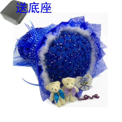 手工玫瑰花材料包DIY藍色妖姬材料包折紙花束泡沫海棉紙包裝紙
