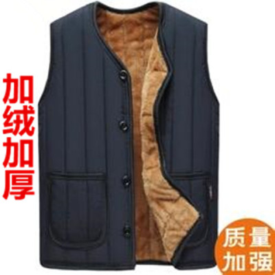 中老年加絨加厚棉馬甲坎肩爸爸裝保暖秋冬季棉服大碼內膽棉衣棉襖