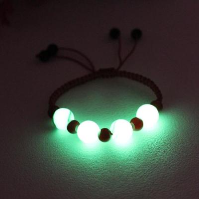 天然水晶辟邪 夜明珠手链男女款翡翠挂件红绳发光原石夜光石玉石