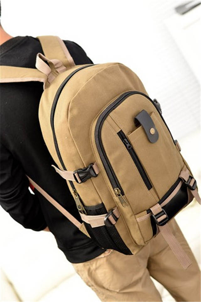 【耐磨帆布】大容量双肩包旅行背包时尚潮男女中大学生书包行李包