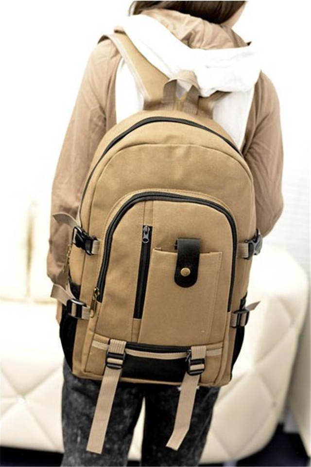 出极 【耐磨帆布】大容量双肩包旅行背包时尚潮男女中大学生书包行李包