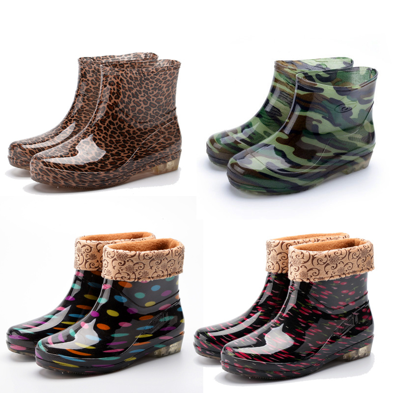 四季雨鞋女中筒短筒低帮防滑耐磨加绒保暖可拆男士迷彩胶鞋水鞋冬