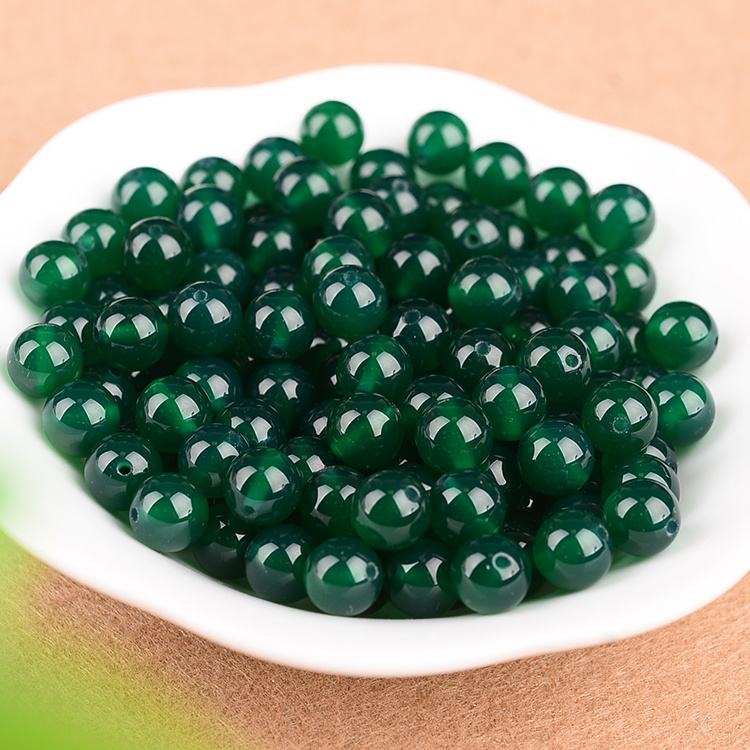 Support national inspection] Natural green agate round beads loose beads spacer beads with beads diy Buddha beads accessories Xingyue Bodhi accessories