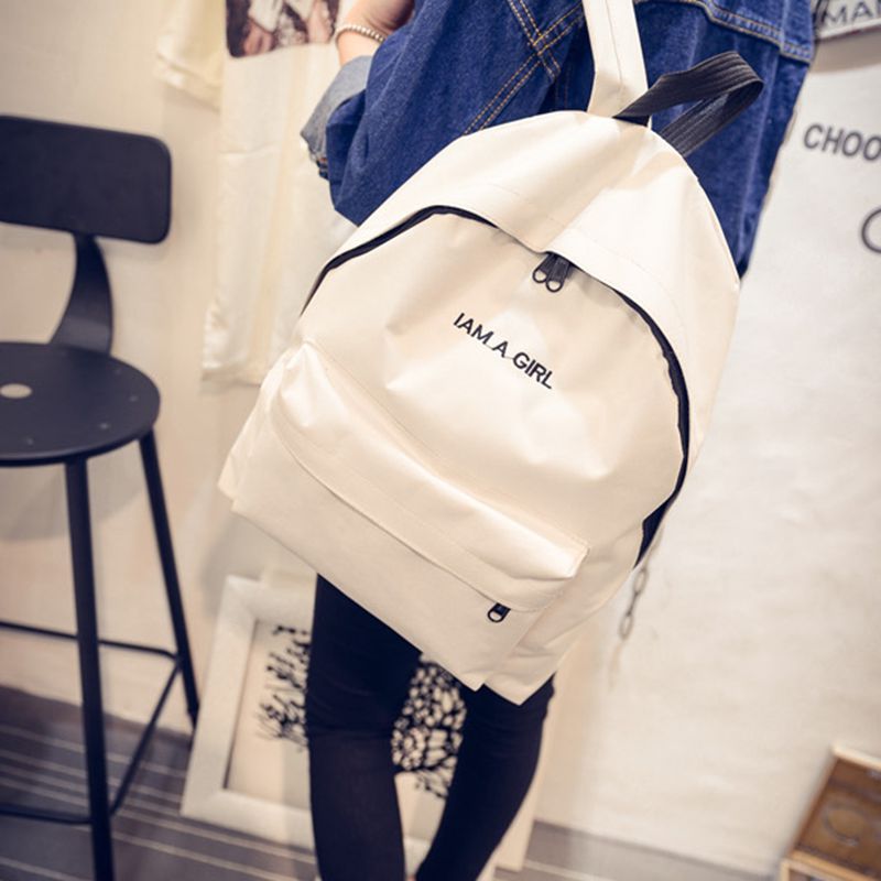 Fashion simple solid color Leisure Canvas Backpack women's Korean fashion schoolbag middle school student couple backpack women's bag