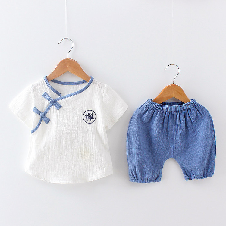 2021新款童裝男童夏裝短袖套裝女寶寶嬰幼兒童夏季棉麻衣服兩件套