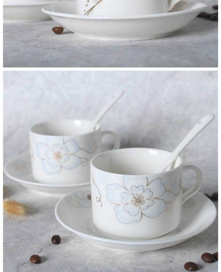 欧式陶瓷杯水杯咖啡杯套装创意家用简约骨瓷花茶杯送碟勺架子