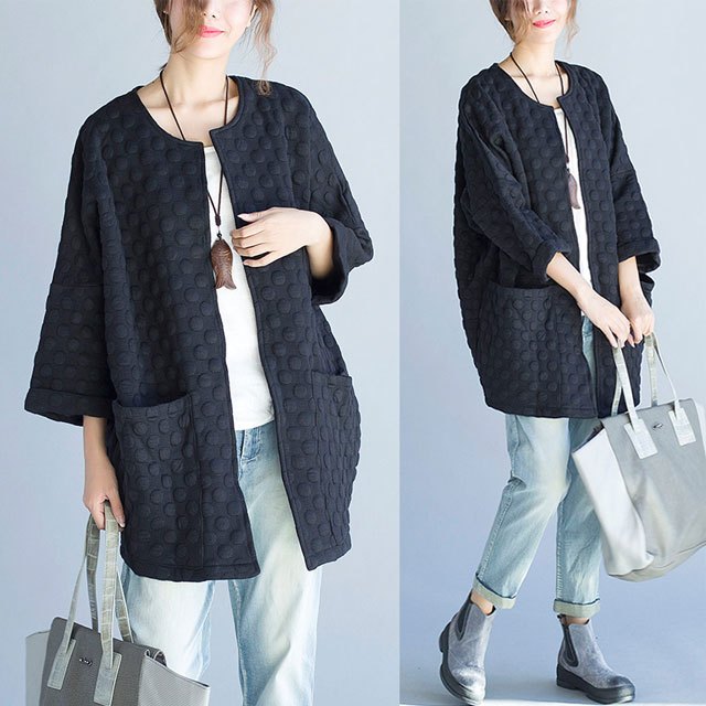Plus-size women's Korean autumn clothing 200 catties fat mm autumn cardigan jacket fat sister mid-length three-quarter sleeves outside
