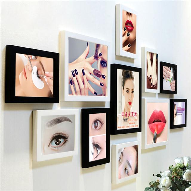 韩式半永久海报眉眼唇美妆背景装饰画相框创意组合照片墙明星壁画