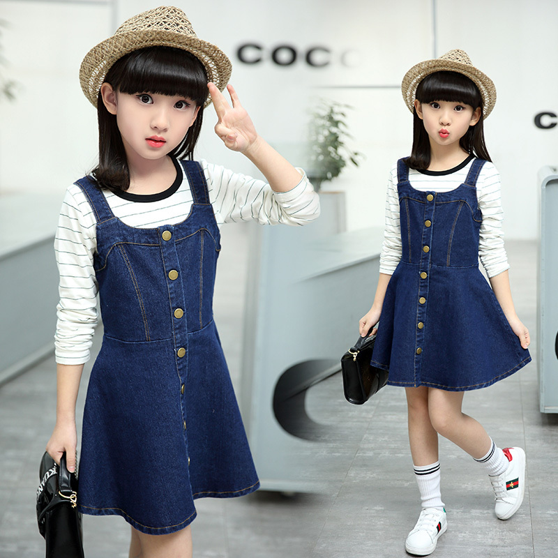 [soft and comfortable] Girls' spring and summer 2020 denim strap skirt