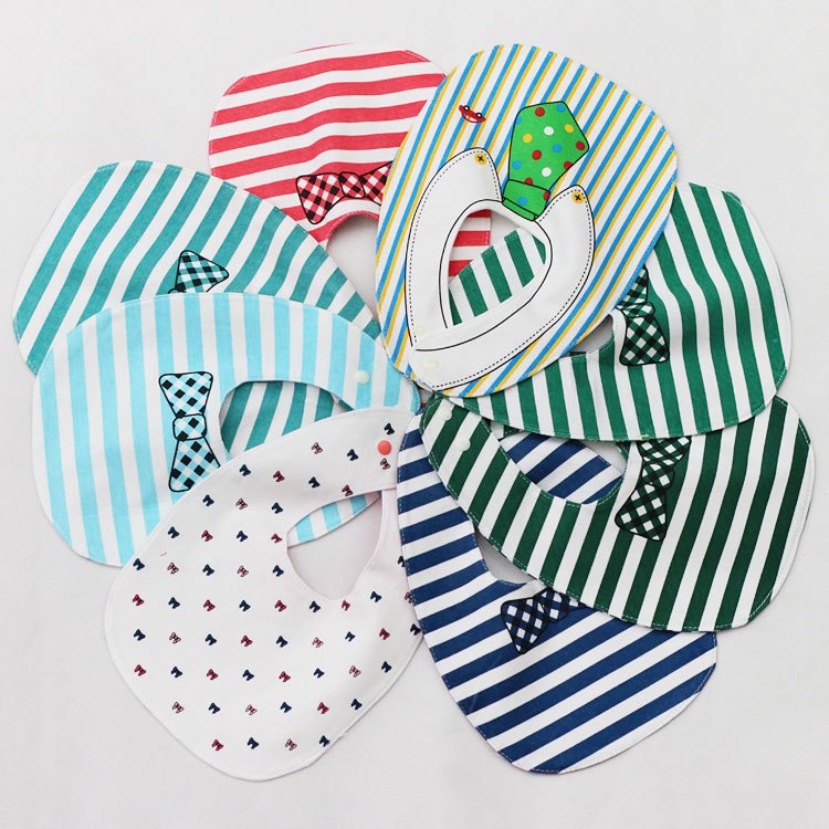 Baby's mouth towel waterproof double-sided cotton rice bag anti spitting towel baby button Bib baby cotton Bib