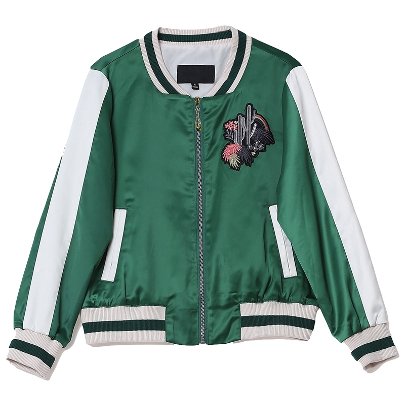  Spring and Autumn New Personality Embroidered Casual Baseball Uniform Bomber Jacket Women's Fashion Short Coat Trend