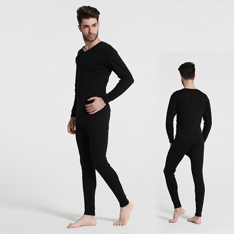 Long johns men's thin round neck warm suit youth basic bottoming shirt underwear line clothes line trousers set