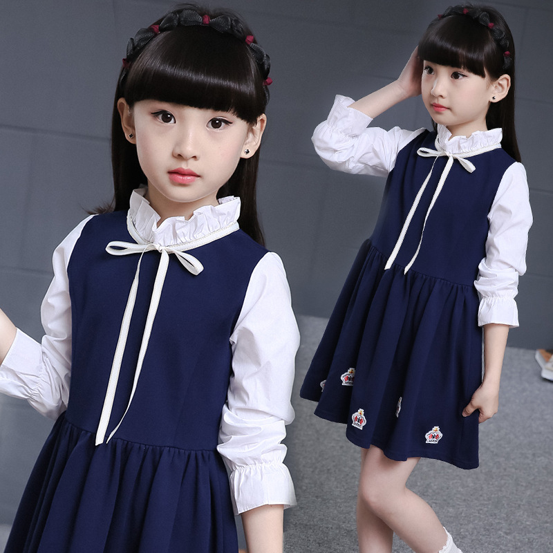 Girls' autumn long sleeve dress princess skirt autumn 2018 new children's Korean version of middle, large and small girls' skirt