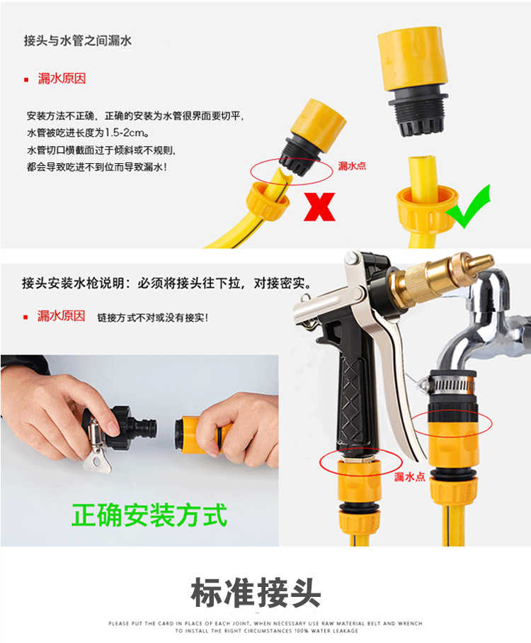 高压洗车水枪套装防爆水管家用浇花金属刷车汽车冲喷枪单把水枪头
