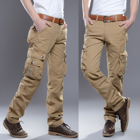 Men's work clothes men's outdoor Multi Pocket straight tube loose leg pants casual military pants autumn pants