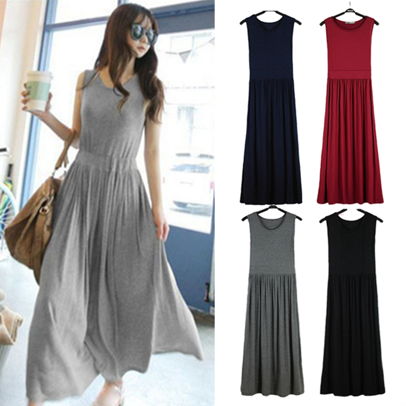 Spring and summer new Korean version of women's Pleated Dress loose bottomed skirt modal waist long skirt big skirt mop skirt