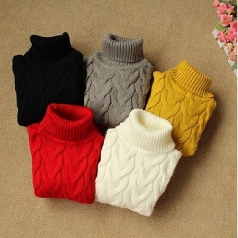 Autumn and winter new children's sweater boy's Round Neck Sweater Girl's thickened Plush bottomed Pullover high neck sweater