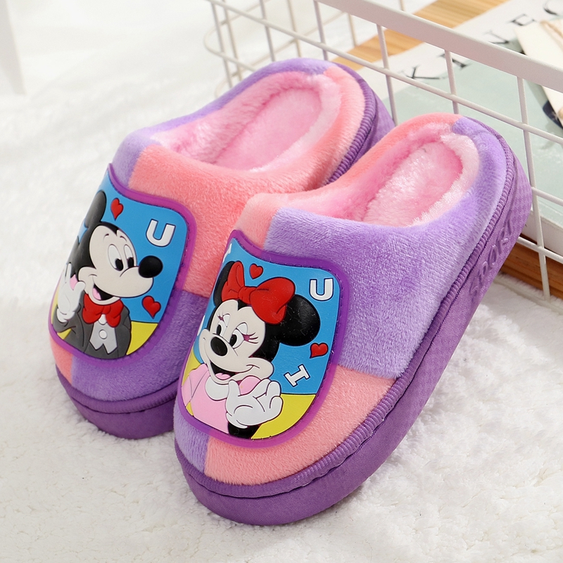 Autumn and winter children's cotton slippers cartoon Disney boys and girls home slippers cartoon baby indoor cotton slippers