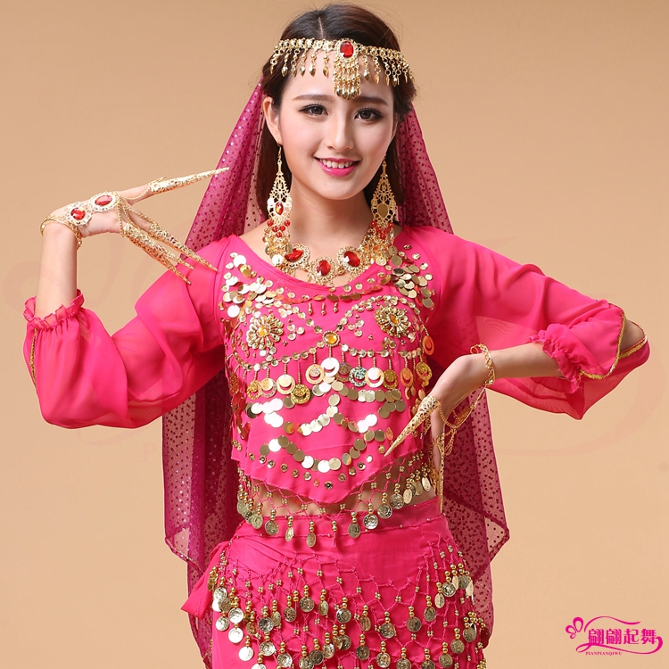 新款印度舞蹈表演出服女装成人民族舞秧歌舞新疆舞肚皮舞长袖上衣