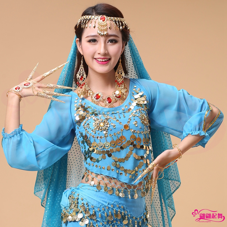 新款印度舞蹈表演出服女装成人民族舞秧歌舞新疆舞肚皮舞长袖上衣