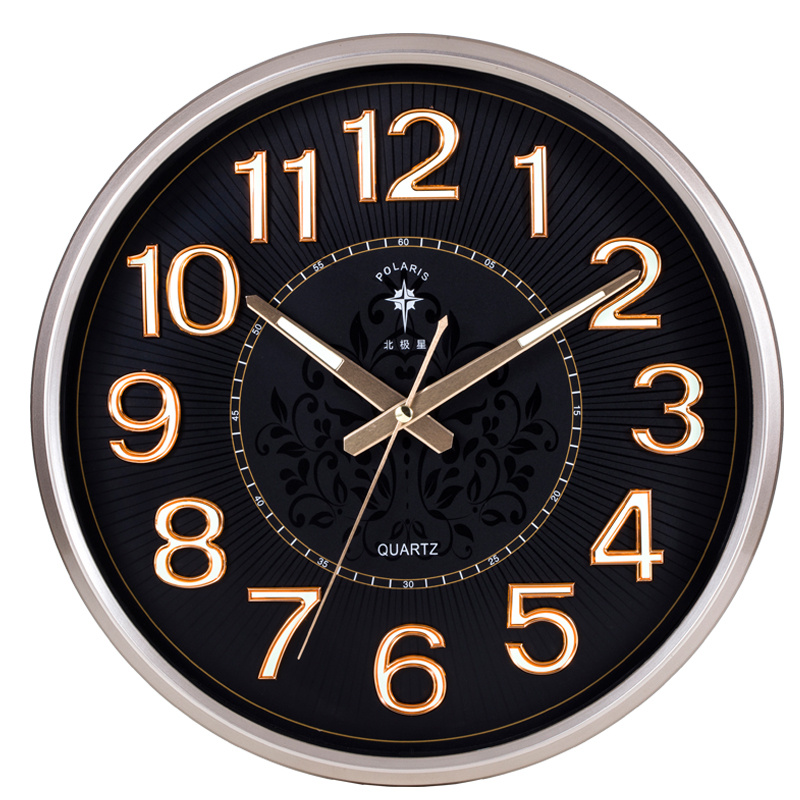 北极星圆形石英钟时尚钟表客厅卧室挂钟现代日历挂表静音家用时钟