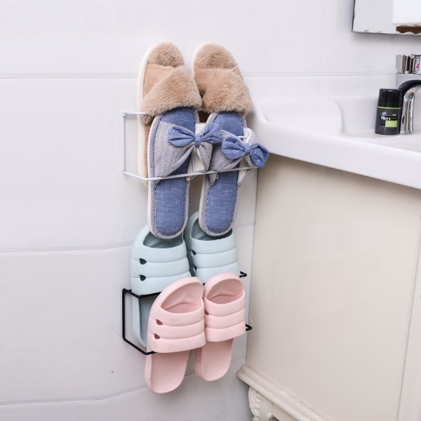 浴室卫生间简易拖鞋架子家用免打孔拖鞋架门后鞋架壁挂式粘贴鞋架