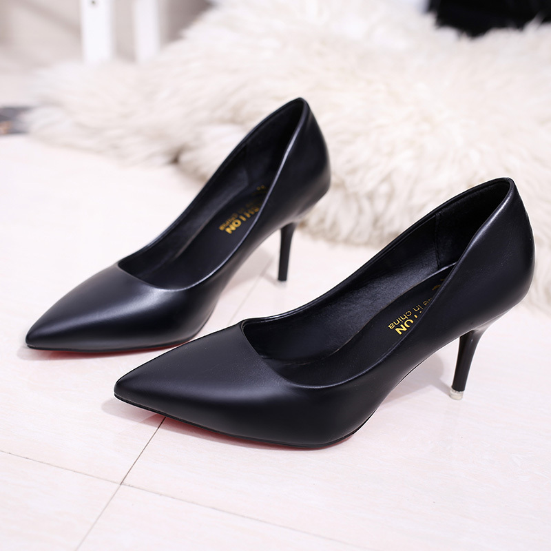 [fashion single shoes] spring and autumn shoes children's Korean high-heeled shoes thin heel pointed shoes student female professional working women's shoes