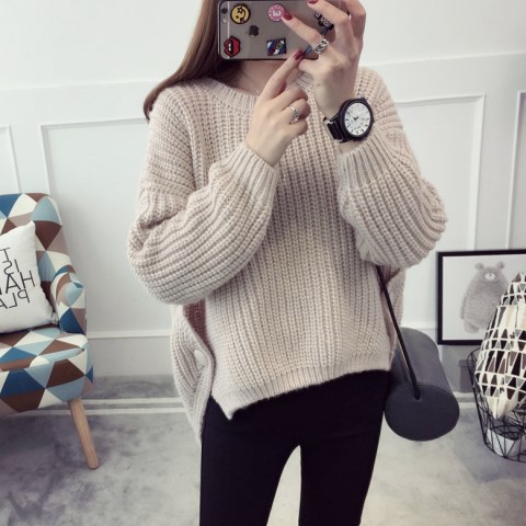 Thickened sweater women's pullover autumn and winter new coat Korean version loose student knitted sweater short thick sweater tide