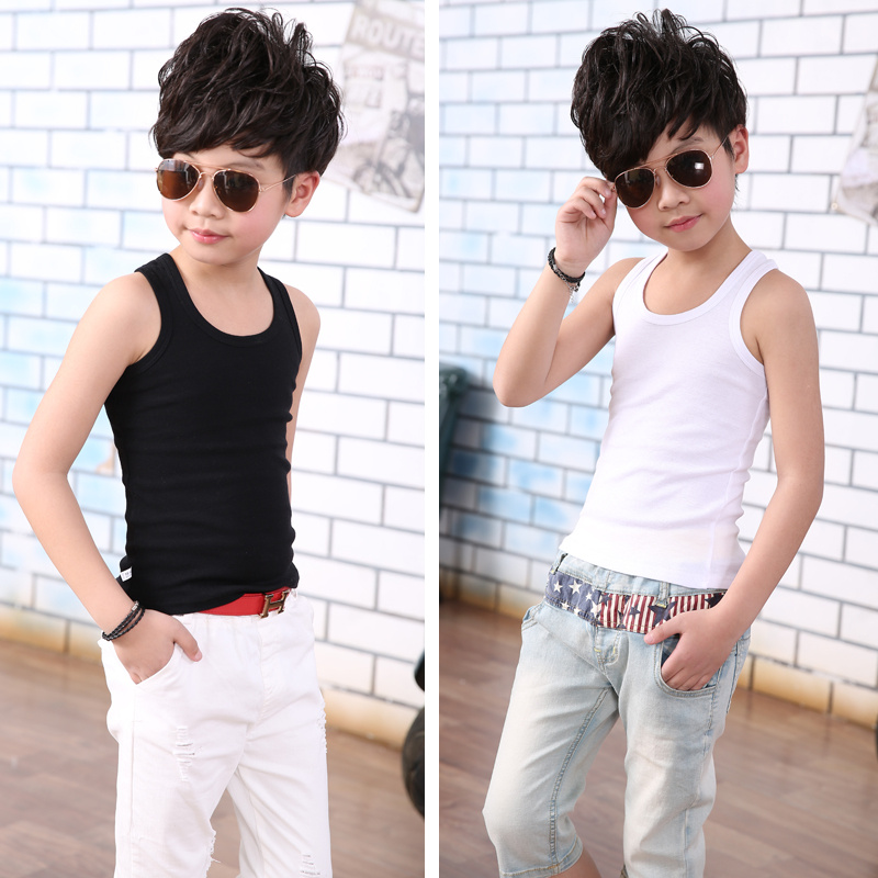 Children's cotton vest for boys and girls thin suspender with sleeveless backing white summer vest