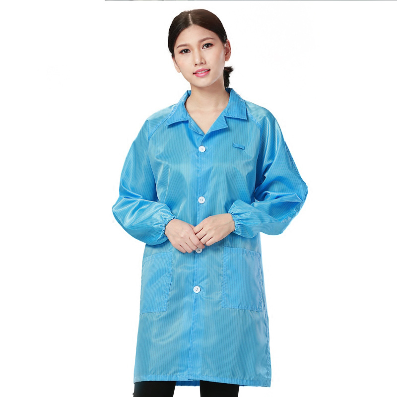 Anti static coat protective clothing work clothes electrostatic clothing clean striped clothing food dustproof Foxconn white blue