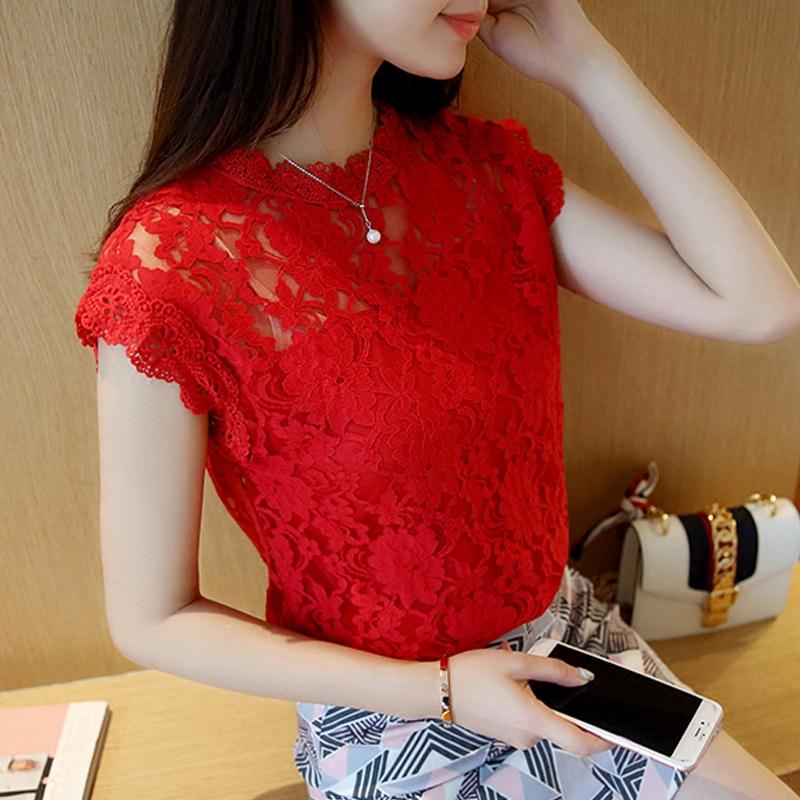 Lace bottoming top women's 2020 summer new large women's dress Korean version loose and thin, sleeveless and versatile stand collar top