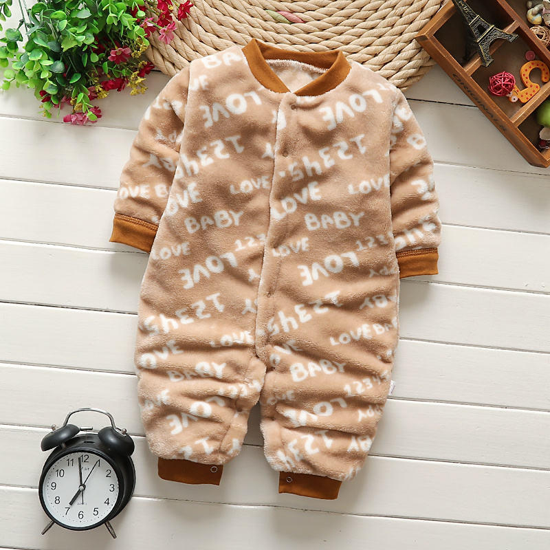 Baby clothes flannel warm pajamas boys and girls baby coral fleece one-piece clothes Romper climbing clothes children's Romper