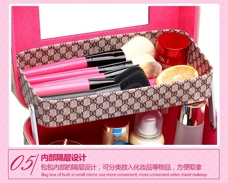 韩版化妆包大容量新款可爱便携化妆箱大小号学生网红化妆品收纳盒